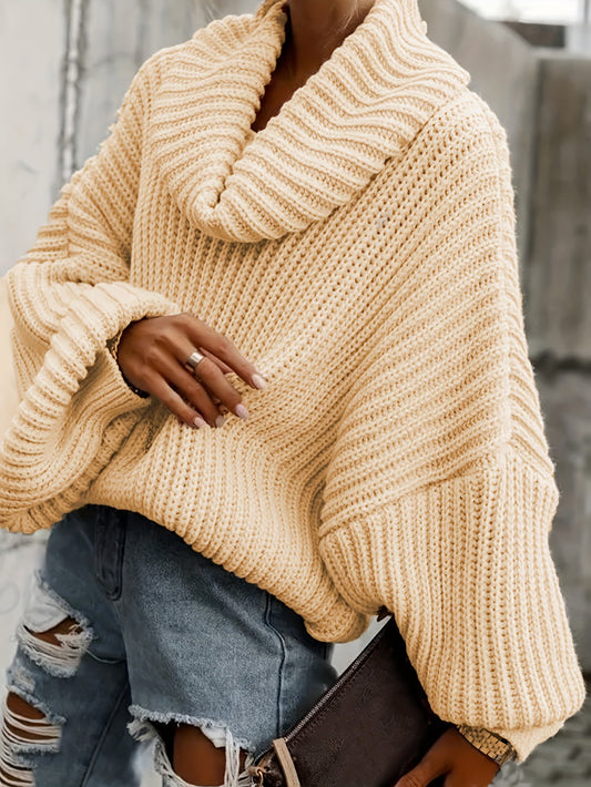 Women's sweaters oversized turtleneck with batwing sleeves