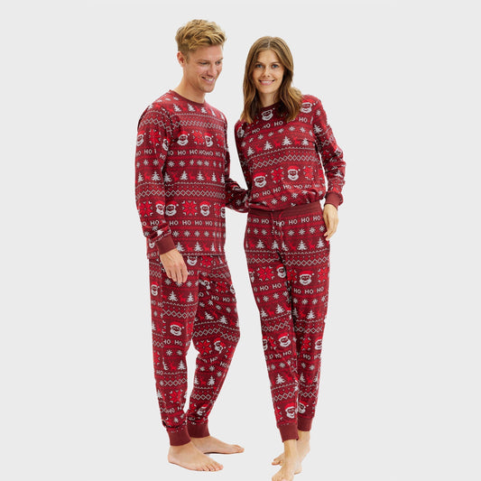 Christmas pajamas for men with Fair Isle print, long sleeve top and jogger pants