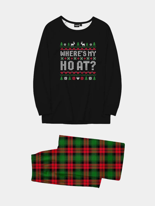 Christmas pajamas set with long sleeve crew neck top and plaid pants