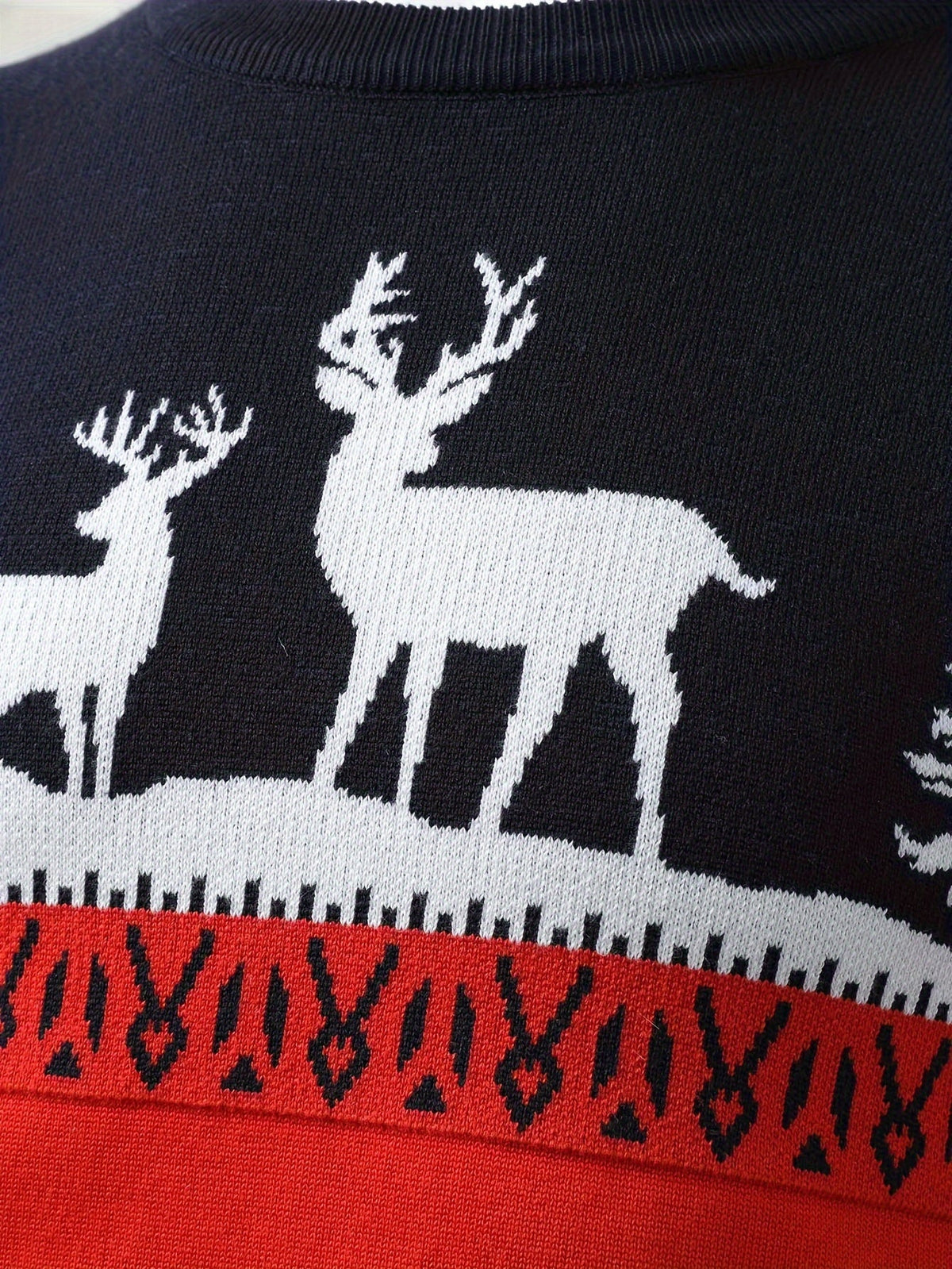 Ugly Christmas sweater for men with reindeer pattern and crew neck
