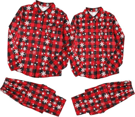 Christmas pajamas set with Christmas tree graphic raglan top and plaid pants