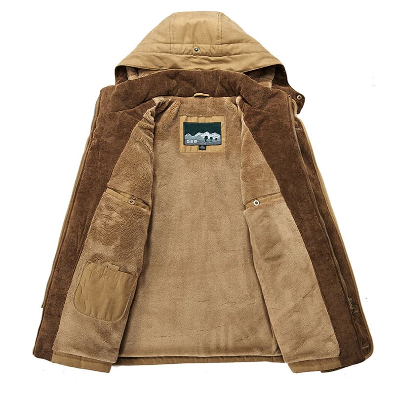 Puffer jacket for men with hood and multiple pockets
