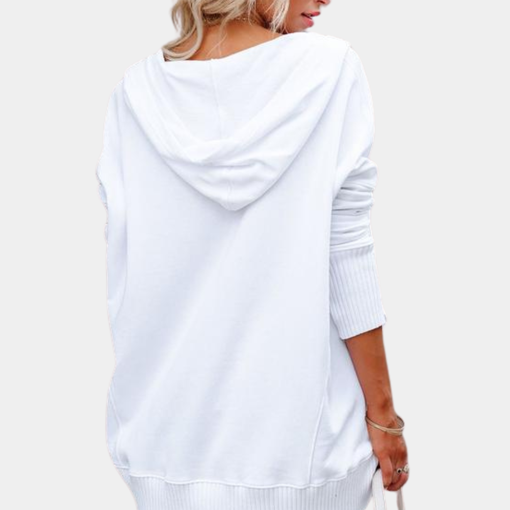 Hoodies for women with half button placket and kangaroo pocket