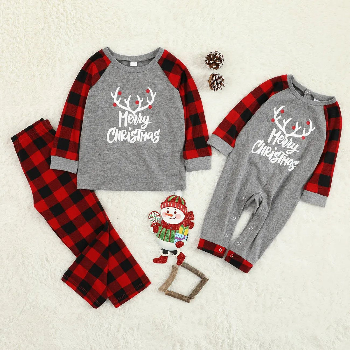 Christmas pajamas family matching set with plaid pants