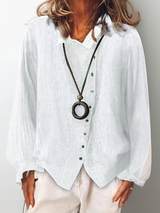 Button down shirts for women with long sleeves and asymmetric hem