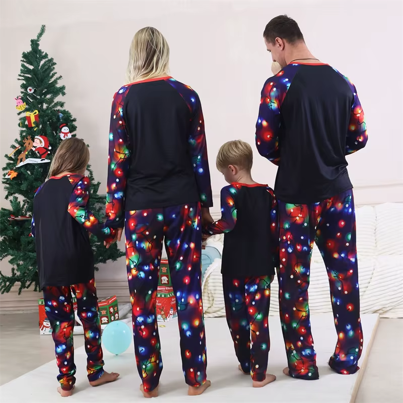 Christmas pajamas family matching set with long sleeve top and pants