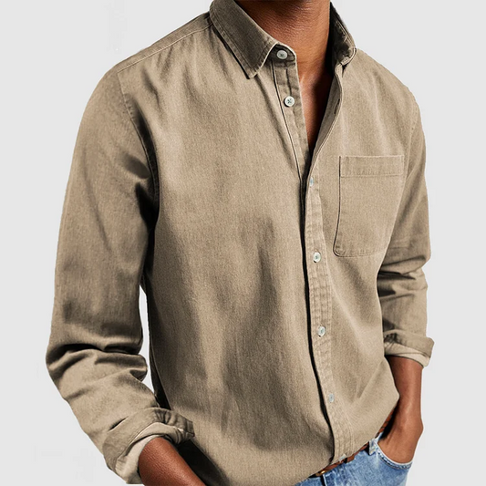 Button down shirts for men with chest pocket and long sleeves