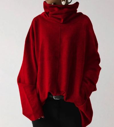 Women's sweaters oversized turtleneck with drop shoulder and long sleeves