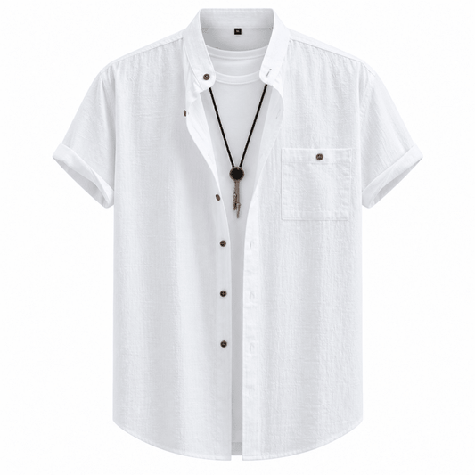 Short sleeve button up shirts for men with chest pocket