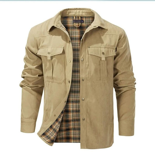 Button up shirts for men with chest pockets and plaid lining