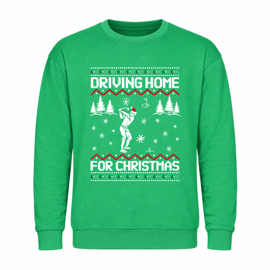 Womens christmas sweater with golf graphic and crew neck