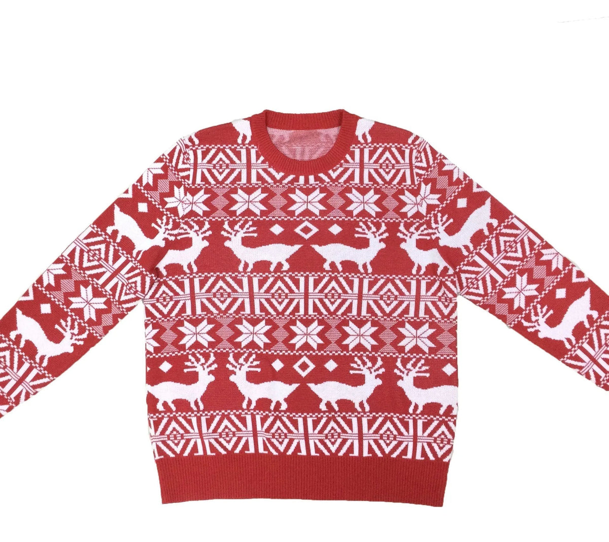Ugly christmas sweater for men with crew neck and reindeer pattern