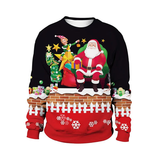 Ugly christmas sweater for men with crew neck and festive print