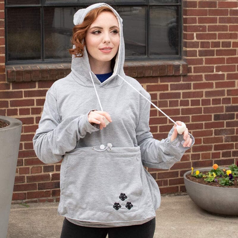 Pet pouch hoodies for women with kangaroo pocket and drawstring hood