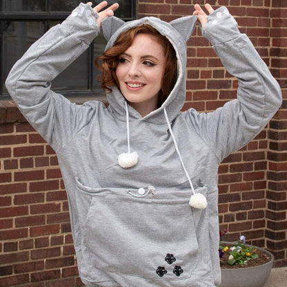 Pet pouch hoodies for women with kangaroo pocket and drawstring hood