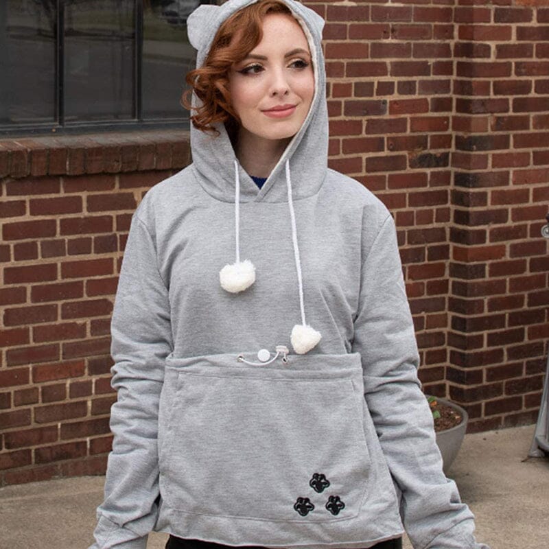 Pet pouch hoodies for women with kangaroo pocket and drawstring hood