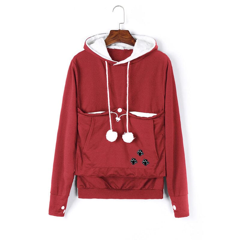 Pet pouch hoodies for women with kangaroo pocket and drawstring hood