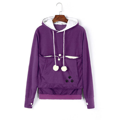 Pet pouch hoodies for women with kangaroo pocket and drawstring hood