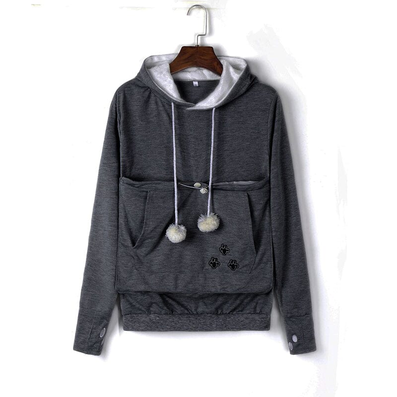 Pet pouch hoodies for women with kangaroo pocket and drawstring hood