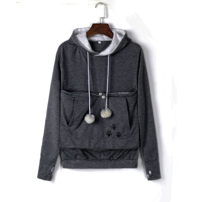 Pet pouch hoodies for women with kangaroo pocket and drawstring hood
