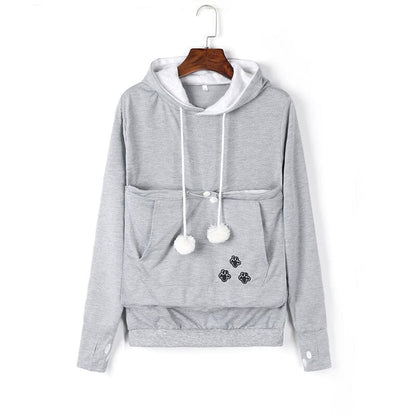 Pet pouch hoodies for women with kangaroo pocket and drawstring hood