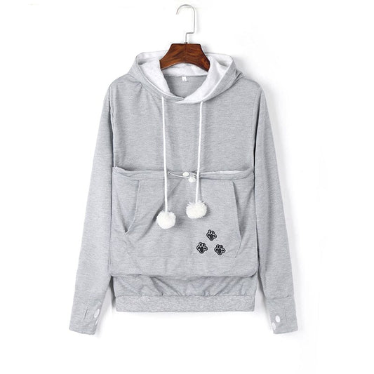Pet pouch hoodies for women with kangaroo pocket and drawstring hood