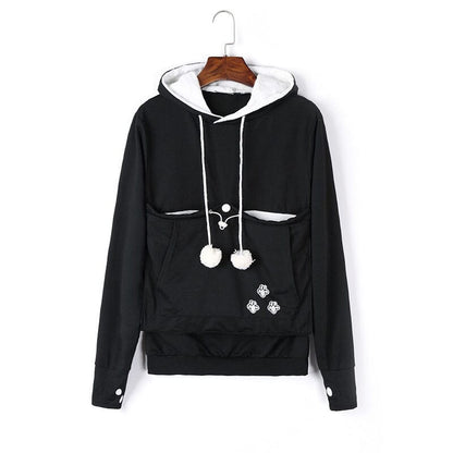 Pet pouch hoodies for women with kangaroo pocket and drawstring hood