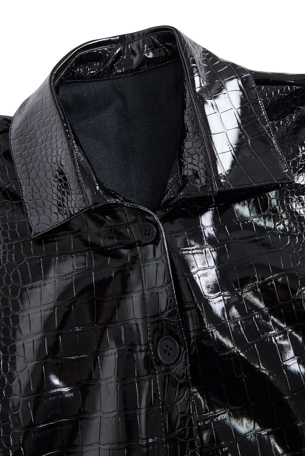 Button down shirts for women with croc embossed print and collar