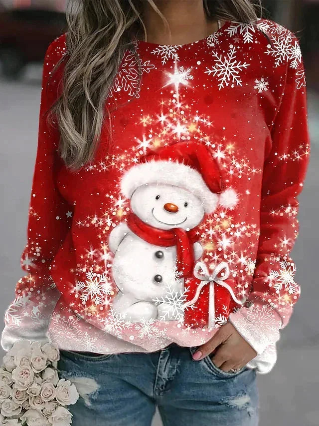 Womens Christmas sweater crew neck long sleeve pullover