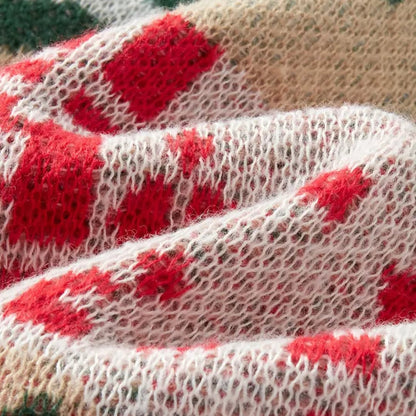 Ugly Christmas sweater with bear and tree pattern, crew neck knit