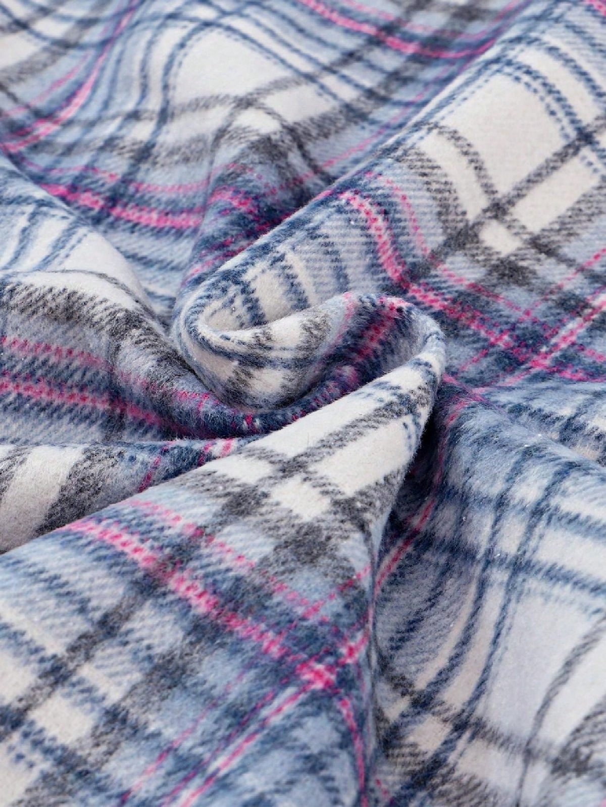 Plaid hoodies for women with half button placket and kangaroo pocket