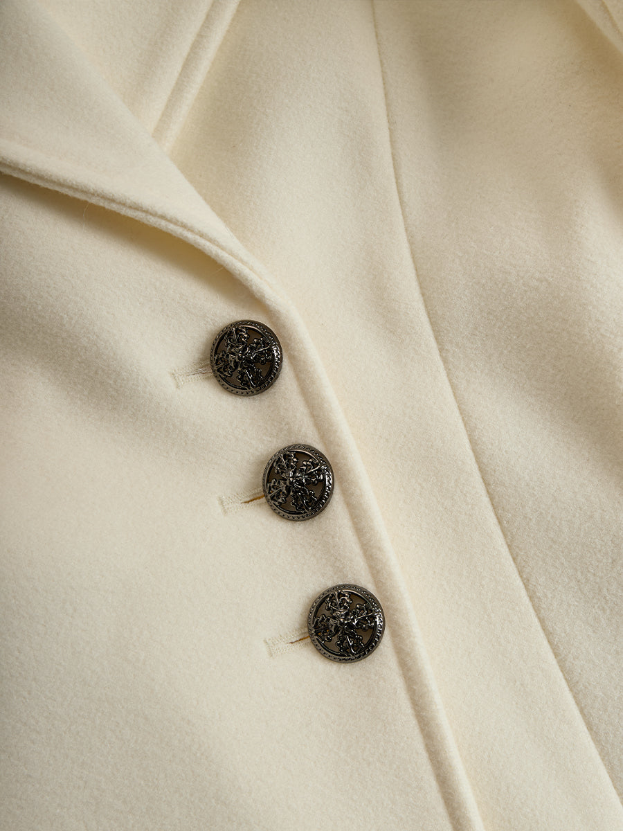 Coat for women with faux fur collar and cuffs, fit and flare