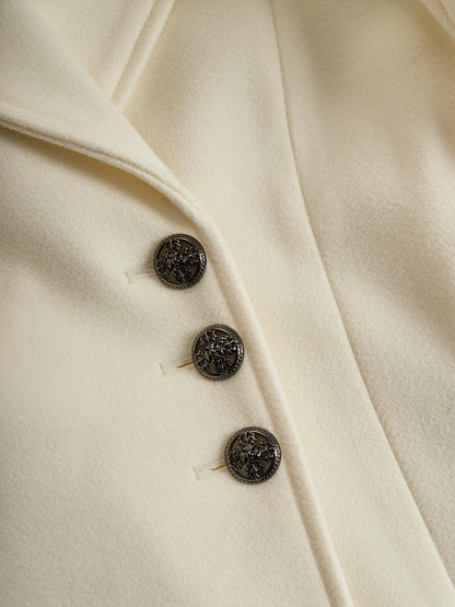 Coat for women with faux fur collar and cuffs, fit and flare