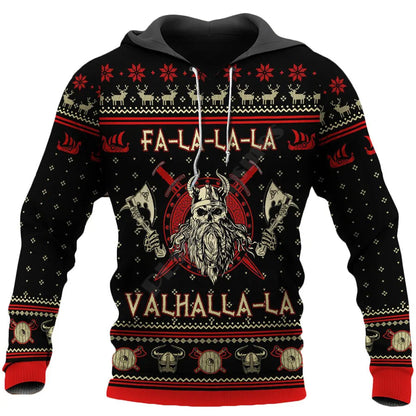 Ugly Christmas sweater with Viking skull print for men