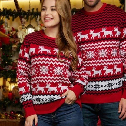 Womens Christmas sweater with ribbed cuffs and hem, relaxed fit pullover