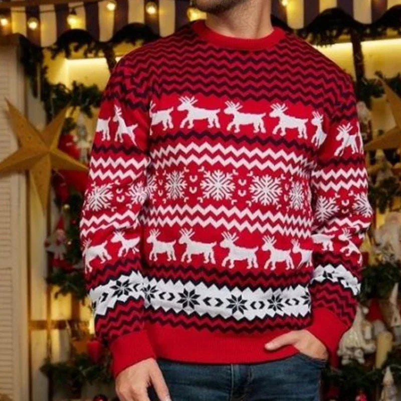 Womens Christmas sweater with ribbed cuffs and hem, relaxed fit pullover