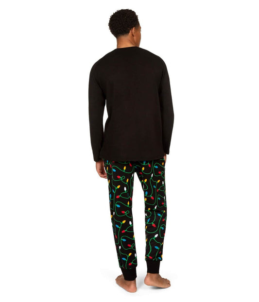 Christmas pajamas for men, two piece long sleeve set with light print