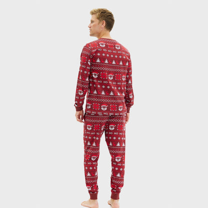 Christmas pajamas for men with Fair Isle print, long sleeve top and jogger pants