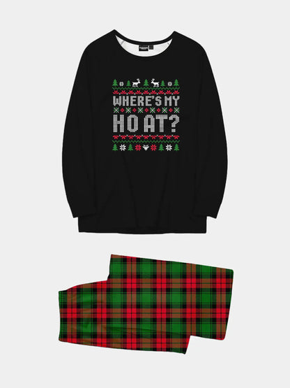 Christmas pajamas set with long sleeve crew neck top and plaid pants