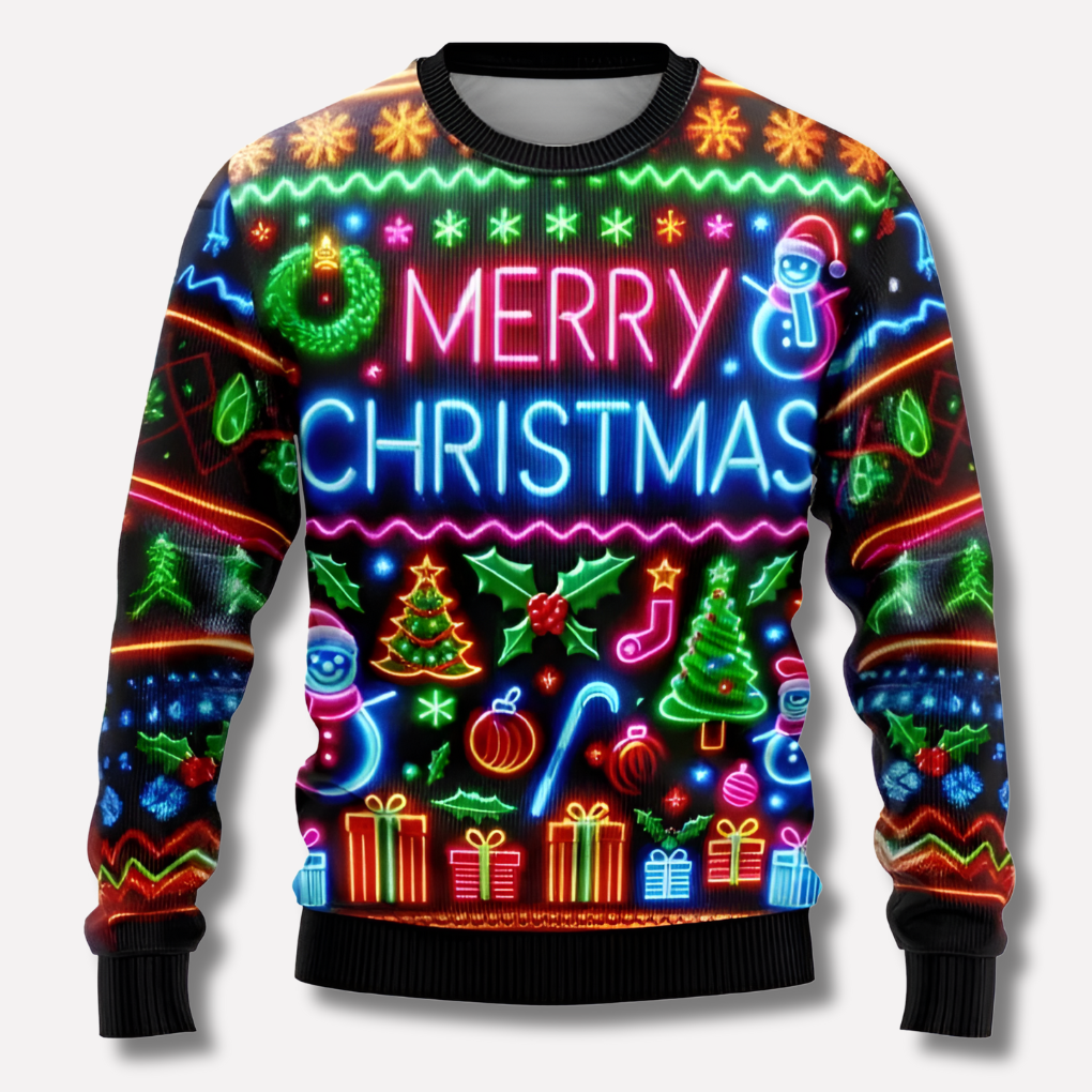 Ugly Christmas sweater with crew neck and long sleeves