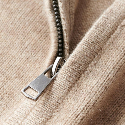 Quarter zip sweater for men with mock neck and long sleeves