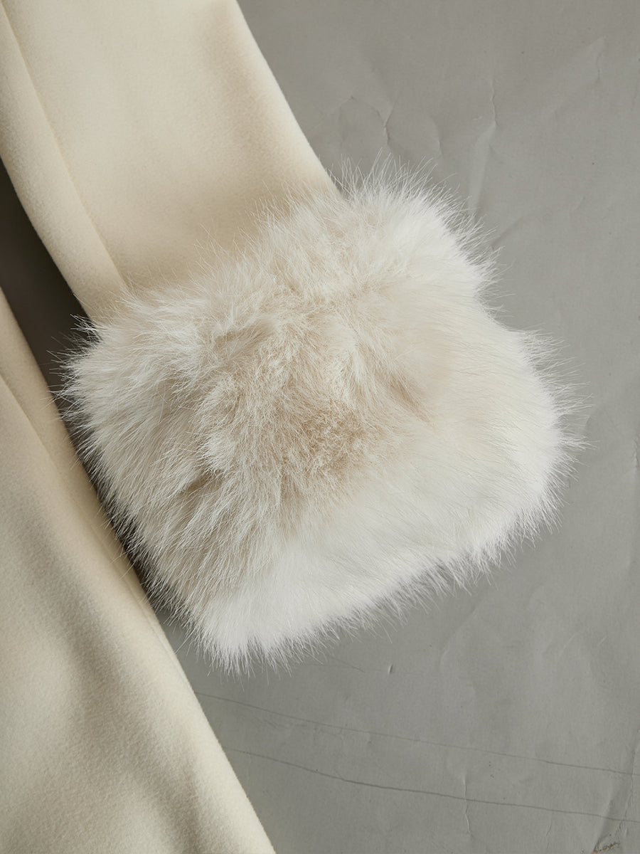 Coat for women with faux fur collar and cuffs, fit and flare