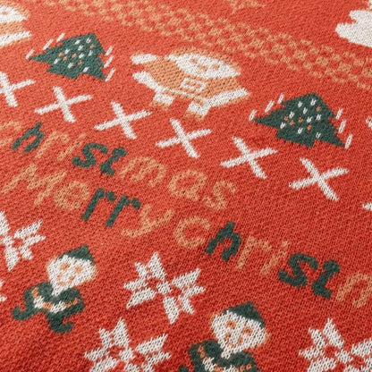 Ugly Christmas sweater with bear and tree pattern, crew neck knit