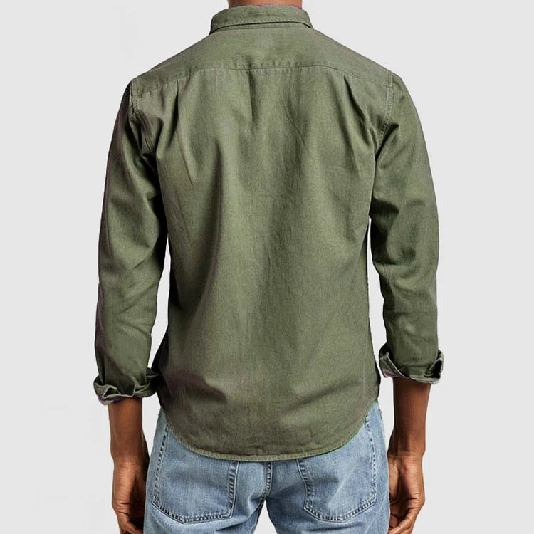 Button down shirts for men with chest pocket and long sleeves