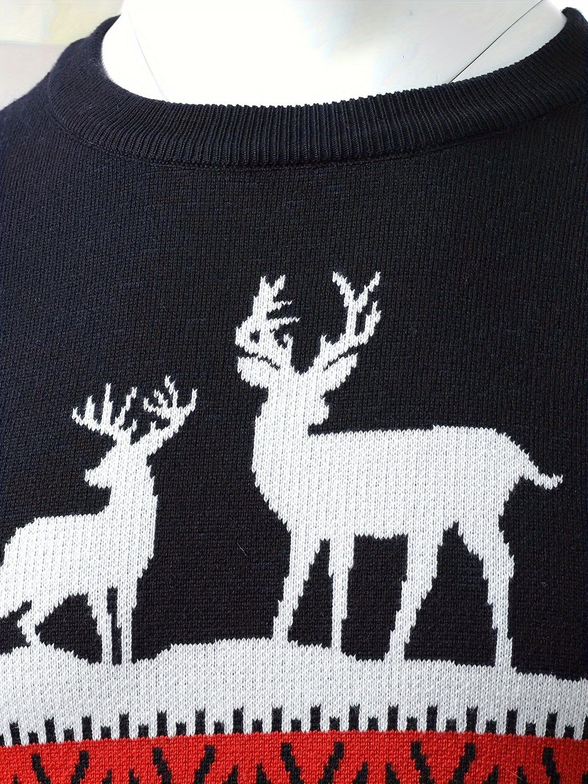 Ugly Christmas sweater for men with reindeer pattern and crew neck
