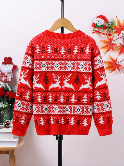 Womens christmas sweater with crew neck and reindeer pattern