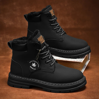 Men's boots with chunky lug sole, lace up ankle work boots