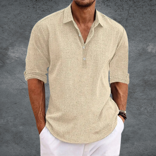 Men's shirts with roll up sleeves and a half button placket