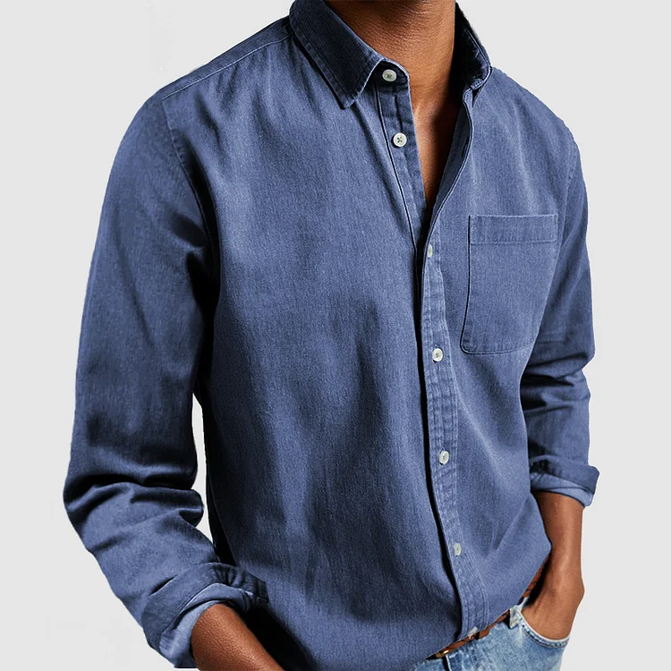 Button down shirts for men with chest pocket and long sleeves