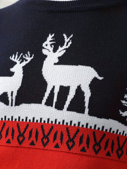 Ugly Christmas sweater for men with reindeer pattern and crew neck